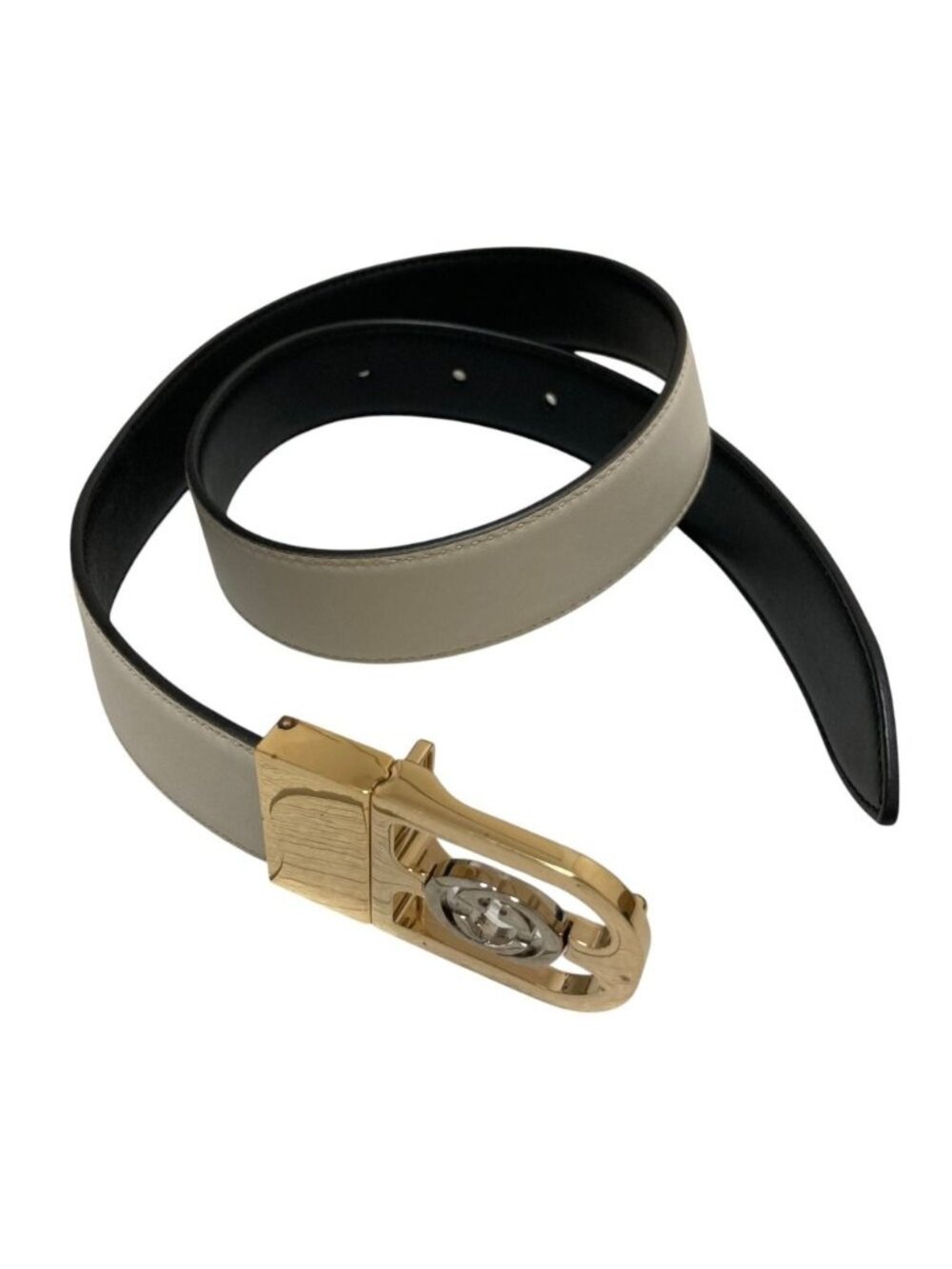 Gucci Interlocking G Reversible Belt White Black